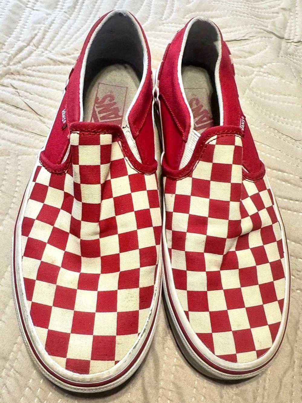 Vans Classic Slip-On Checkerboard Sneakers Red & White US 7.5 women’s
